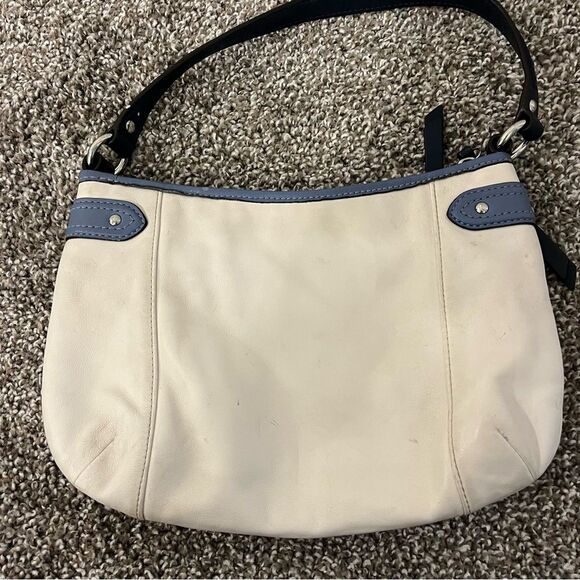 Vintage Coach Daisy Spectator Leather Shoulder/ Handbag Parchment/ Slate Blue - Picture 4 of 16